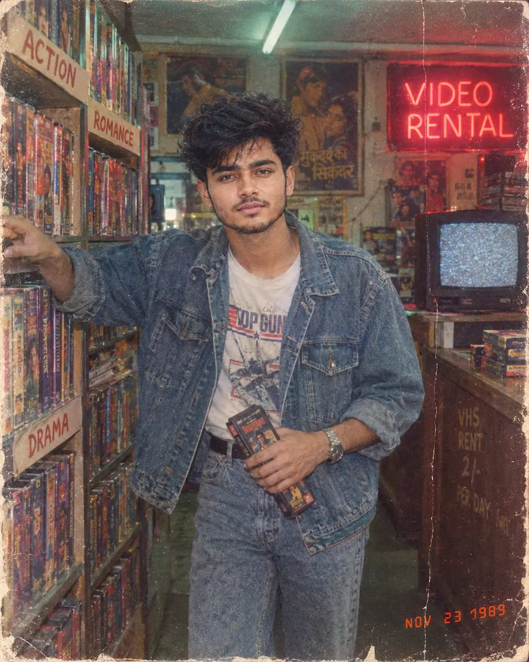 90s Video Rental retro AI photo style